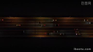 浙江杭州复兴大桥夜景交通航拍